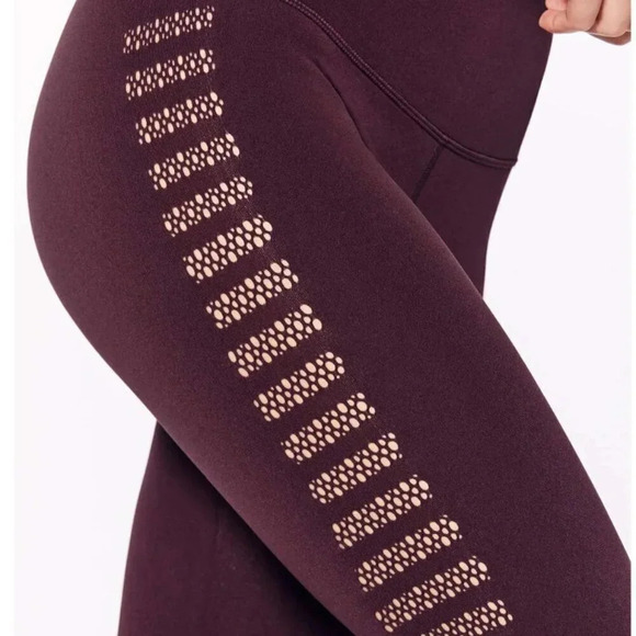 Lululemon Reveal Crop Cropped Leggings Side Stripes 15” Dark Adobe Red Size 8 - Picture 8 of 10